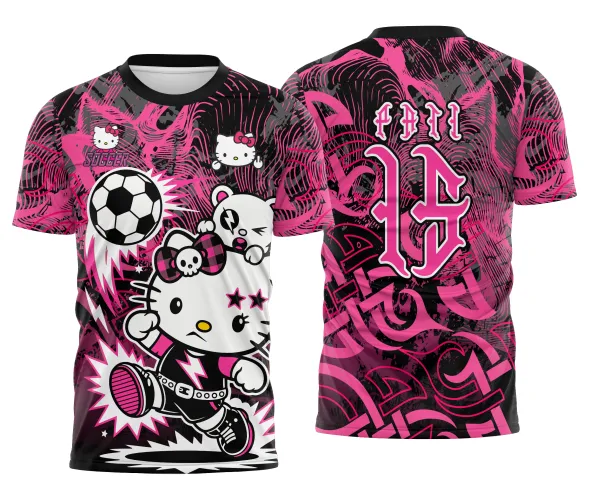 Arte pronta para camisa interclasse hello kitty punk rebelde formato CDR CorelDraw com varias cores