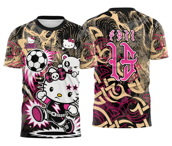 Arte pronta para camisa interclasse hello kitty punk rebelde formato CDR CorelDraw com varias cores