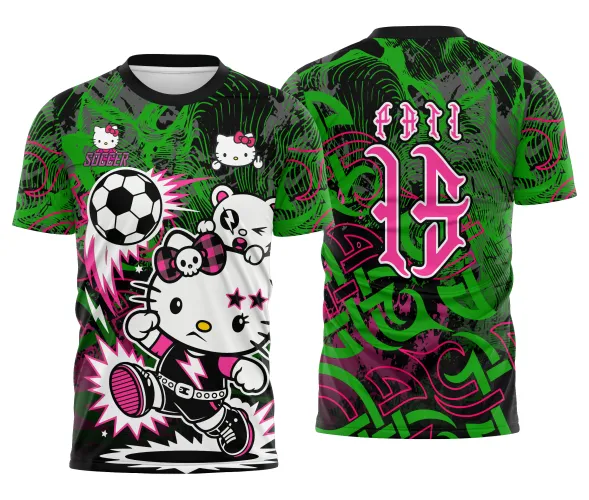 Arte pronta para camisa interclasse hello kitty punk rebelde formato CDR CorelDraw com varias cores