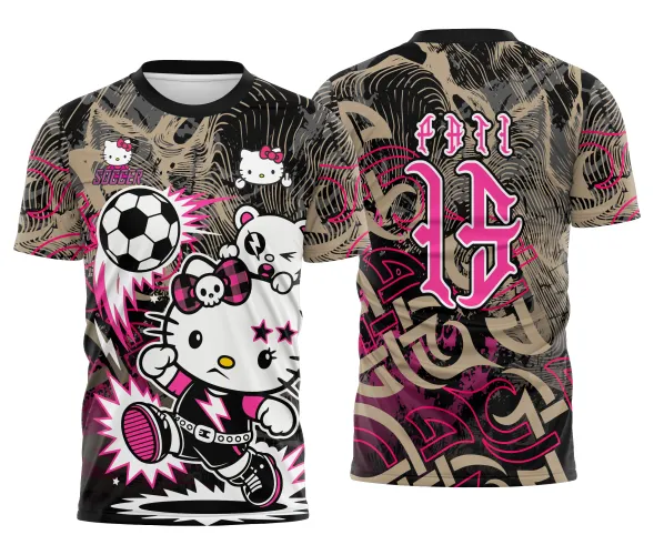 Arte pronta para camisa interclasse hello kitty punk rebelde formato CDR CorelDraw com varias cores
