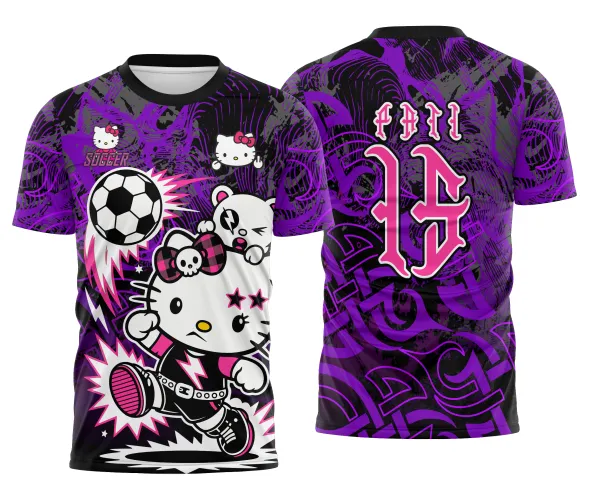 Arte pronta para camisa interclasse hello kitty punk rebelde formato CDR CorelDraw com varias cores