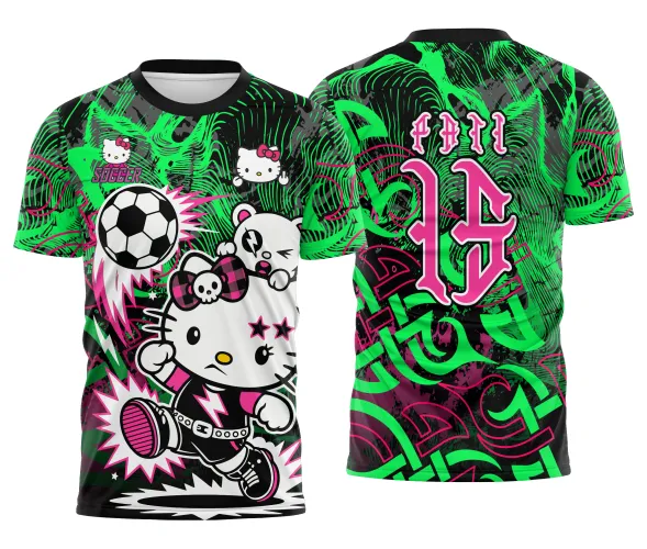 Arte pronta para camisa interclasse hello kitty punk rebelde formato CDR CorelDraw com varias cores