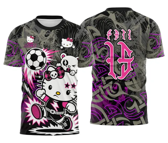 Arte pronta para camisa interclasse hello kitty punk rebelde formato CDR CorelDraw com varias cores