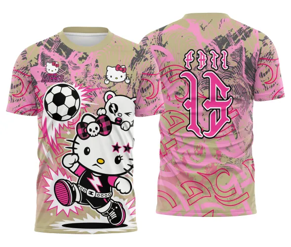Arte pronta para camisa interclasse hello kitty punk rebelde formato CDR CorelDraw com varias cores