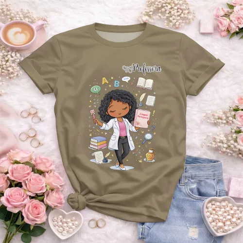 Arte pronta para camisa lingua portuguesa letras professora jaleco formato CDR CorelDraw com varias cores