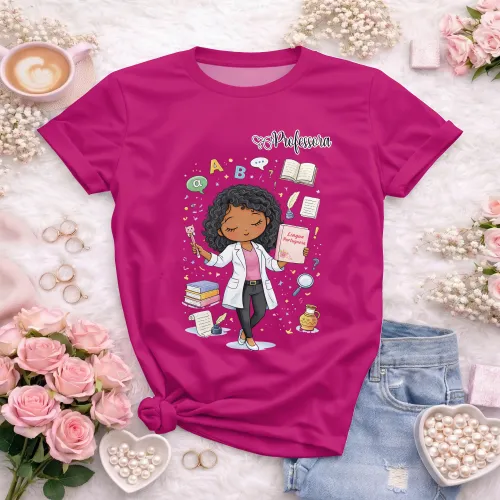 Arte pronta para camisa lingua portuguesa letras professora jaleco formato CDR CorelDraw com varias cores