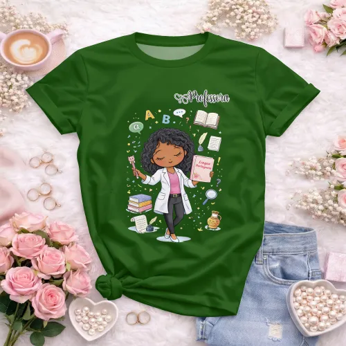 Arte pronta para camisa lingua portuguesa letras professora jaleco formato CDR CorelDraw com varias cores