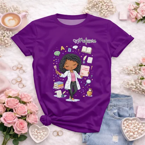 Arte pronta para camisa lingua portuguesa letras professora jaleco formato CDR CorelDraw com varias cores