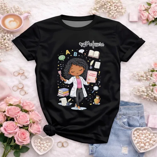 Arte pronta para camisa lingua portuguesa letras professora jaleco formato CDR CorelDraw com varias cores