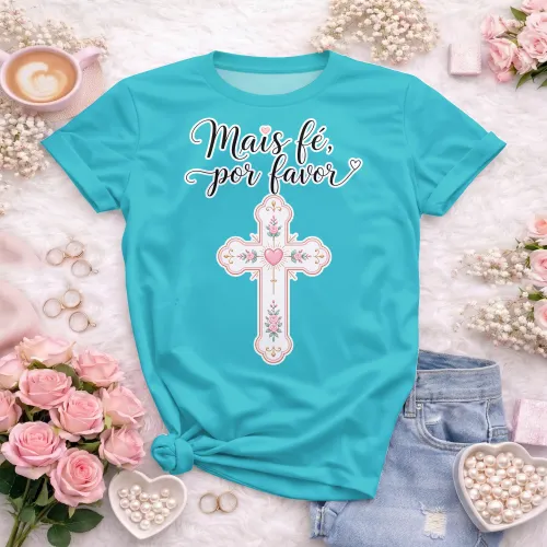 Arte pronta para camisa crista Mais Fe Por Favor em formato CDR CorelDraw