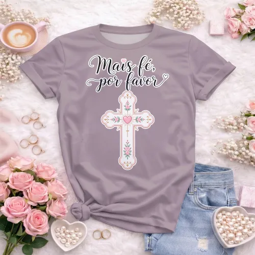 Arte pronta para camisa crista Mais Fe Por Favor em formato CDR CorelDraw