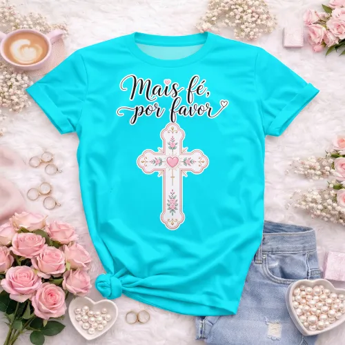 Arte pronta para camisa crista Mais Fe Por Favor em formato CDR CorelDraw