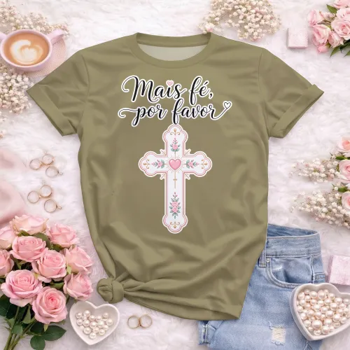 Arte pronta para camisa crista Mais Fe Por Favor em formato CDR CorelDraw
