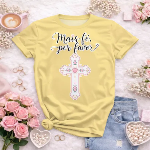 Arte pronta para camisa crista Mais Fe Por Favor em formato CDR CorelDraw