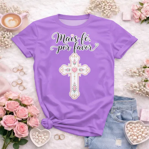 Arte pronta para camisa crista Mais Fe Por Favor em formato CDR CorelDraw