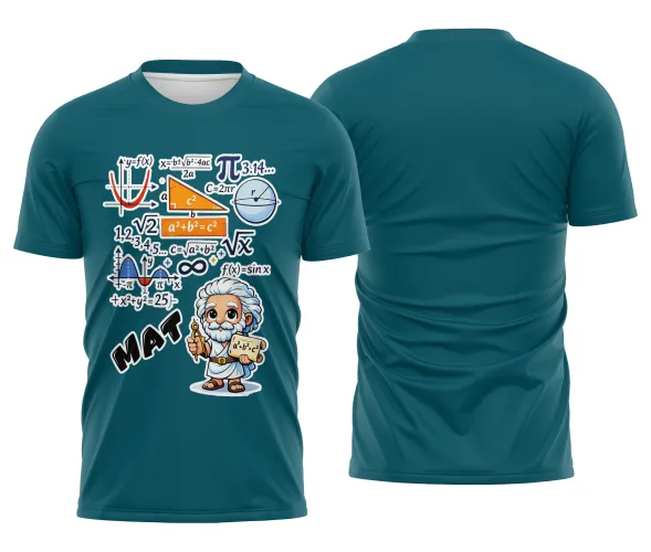 Arte pronta para camisa de matematica formulas e personagem formato CDR CorelDraw