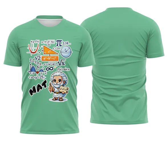 Arte pronta para camisa de matematica formulas e personagem formato CDR CorelDraw