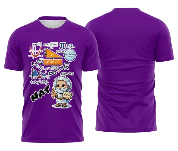 Arte pronta para camisa de matematica formulas e personagem formato CDR CorelDraw