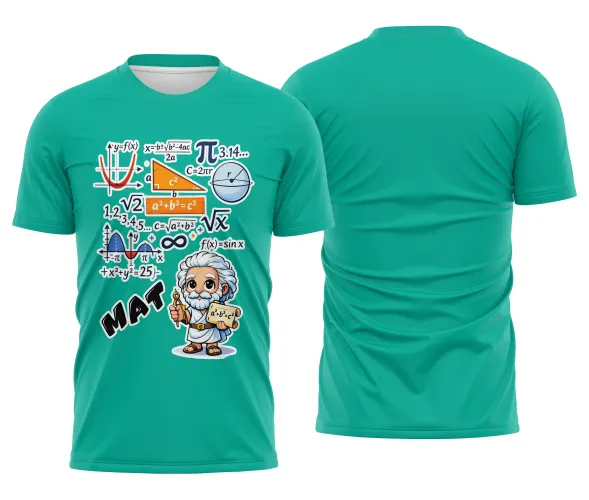 Arte pronta para camisa de matematica formulas e personagem formato CDR CorelDraw