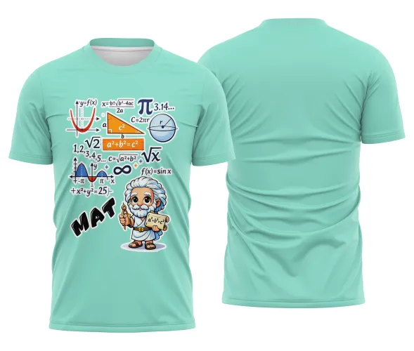 Arte pronta para camisa de matematica formulas e personagem formato CDR CorelDraw