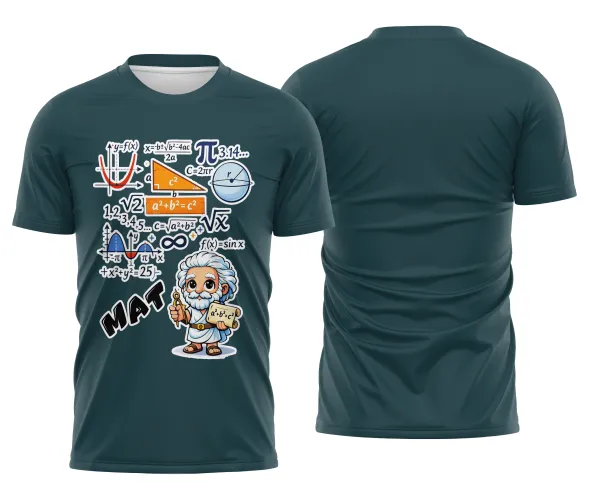 Arte pronta para camisa de matematica formulas e personagem formato CDR CorelDraw