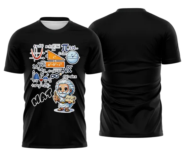 Arte pronta para camisa de matematica formulas e personagem formato CDR CorelDraw