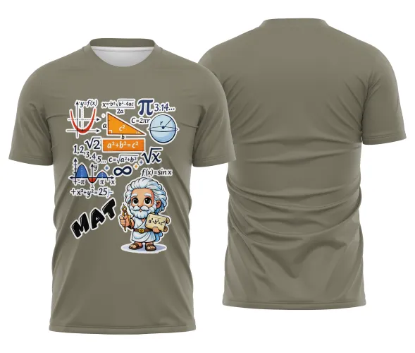 Arte pronta para camisa de matematica formulas e personagem formato CDR CorelDraw