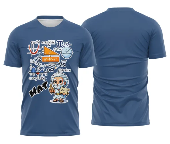 Arte pronta para camisa de matematica formulas e personagem formato CDR CorelDraw