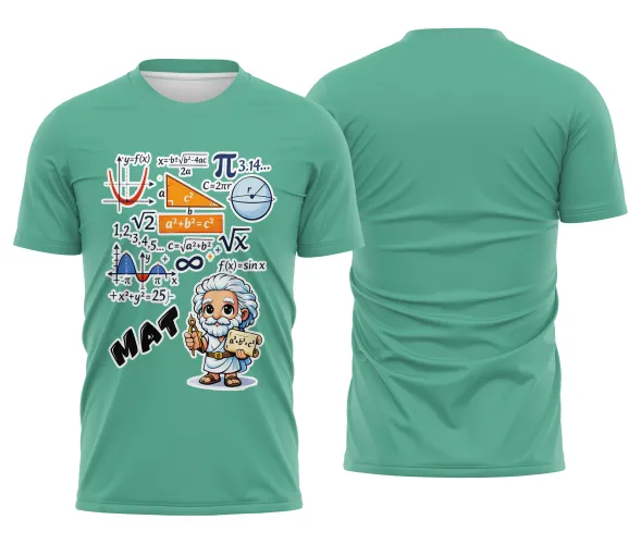 Arte pronta para camisa de matematica formulas e personagem formato CDR CorelDraw