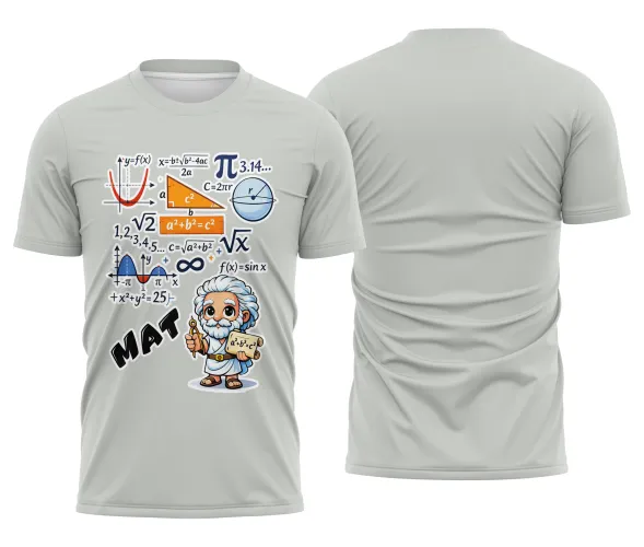 Arte pronta para camisa de matematica formulas e personagem formato CDR CorelDraw