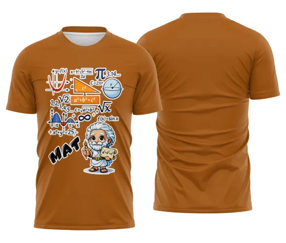 Arte pronta para camisa de matematica formulas e personagem formato CDR CorelDraw