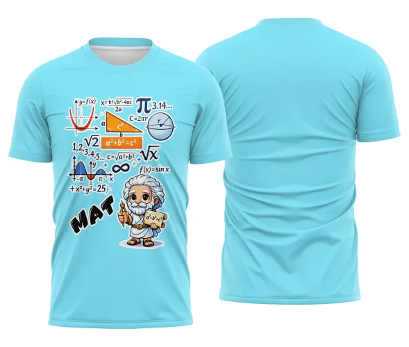 Arte pronta para camisa de matematica formulas e personagem formato CDR CorelDraw