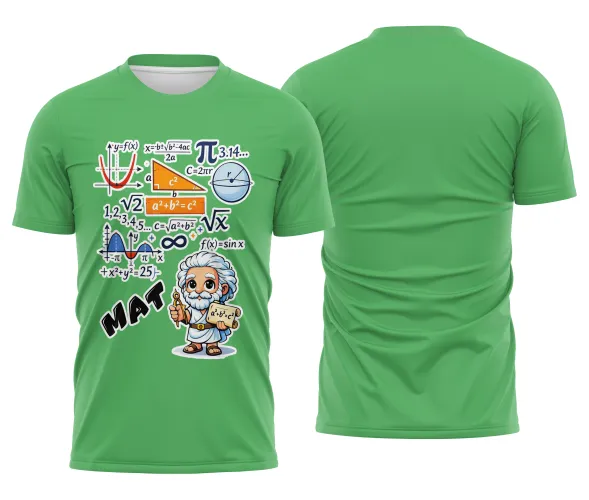 Arte pronta para camisa de matematica formulas e personagem formato CDR CorelDraw