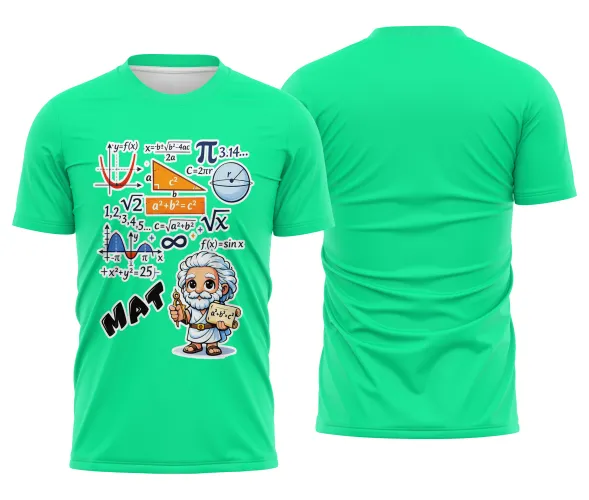 Arte pronta para camisa de matematica formulas e personagem formato CDR CorelDraw