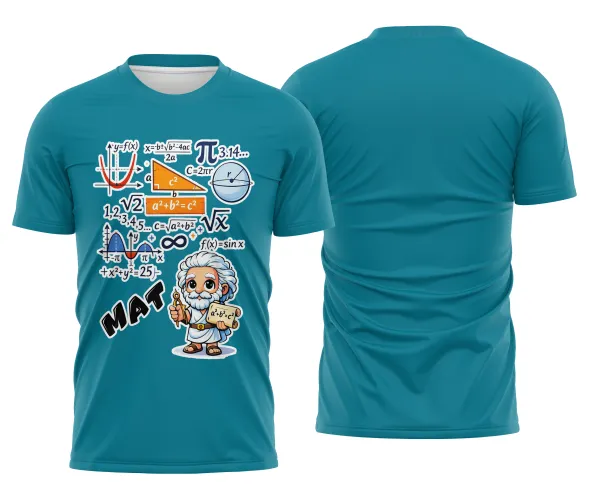 Arte pronta para camisa de matematica formulas e personagem formato CDR CorelDraw