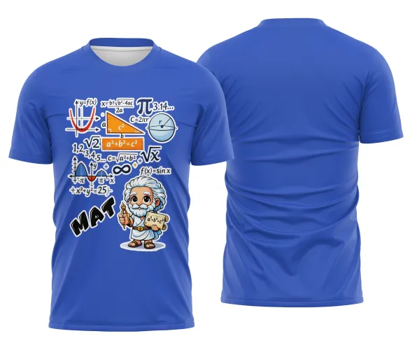 Arte pronta para camisa de matematica formulas e personagem formato CDR CorelDraw