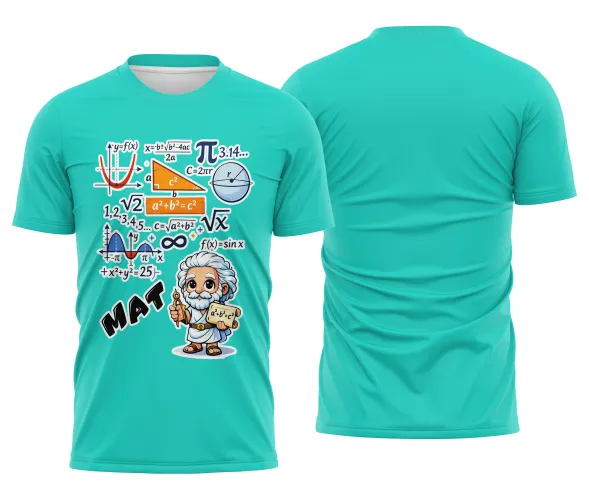 Arte pronta para camisa de matematica formulas e personagem formato CDR CorelDraw