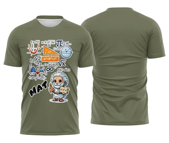 Arte pronta para camisa de matematica formulas e personagem formato CDR CorelDraw