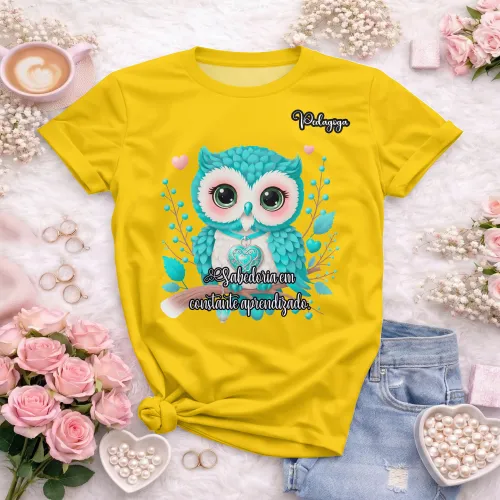 Arte pronta para camisa de pedagogia coruja sabedoria formato CDR CorelDraw com varias cores