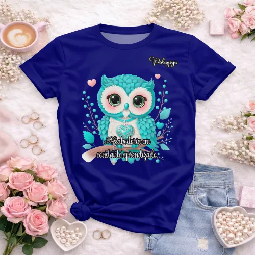 Arte pronta para camisa de pedagogia coruja sabedoria formato CDR CorelDraw com varias cores