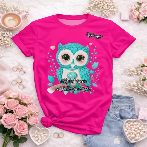 Arte pronta para camisa de pedagogia coruja sabedoria formato CDR CorelDraw com varias cores