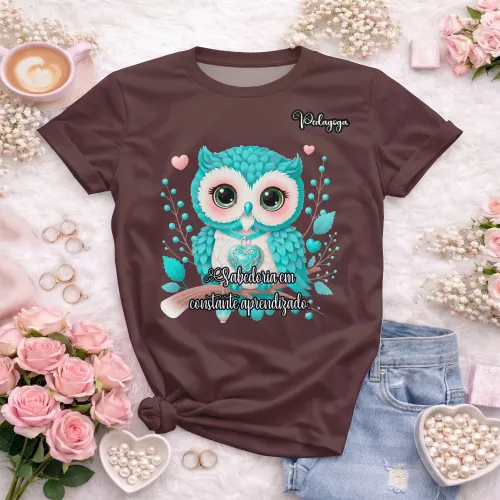 Arte pronta para camisa de pedagogia coruja sabedoria formato CDR CorelDraw com varias cores