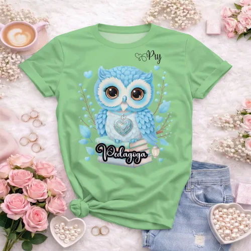 Arte pronta para camisa de pedagogia coruja e livros formato CDR CorelDraw com varias cores