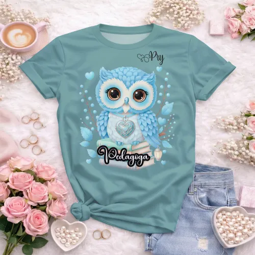 Arte pronta para camisa de pedagogia coruja e livros formato CDR CorelDraw com varias cores