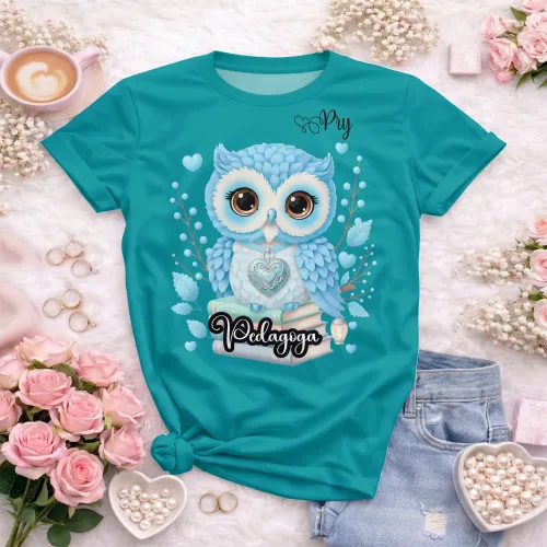 Arte pronta para camisa de pedagogia coruja e livros formato CDR CorelDraw com varias cores