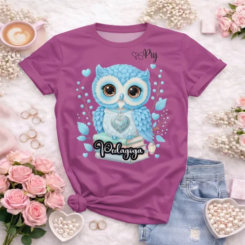 Arte pronta para camisa de pedagogia coruja e livros formato CDR CorelDraw com varias cores