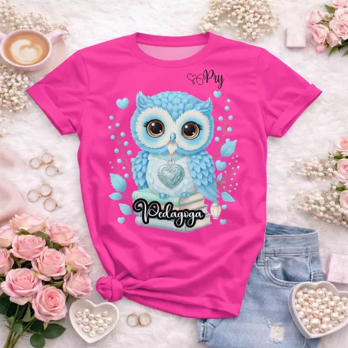Arte pronta para camisa de pedagogia coruja e livros formato CDR CorelDraw com varias cores