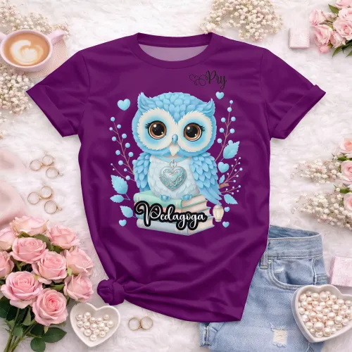 Arte pronta para camisa de pedagogia coruja e livros formato CDR CorelDraw com varias cores