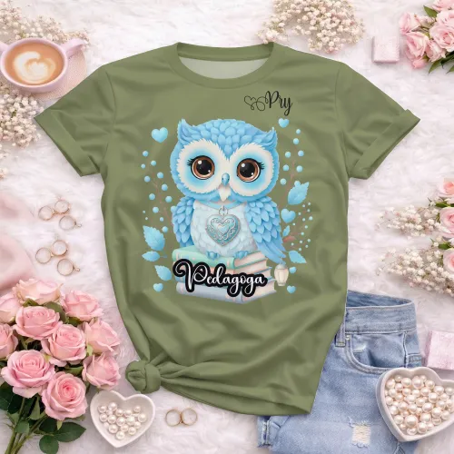 Arte pronta para camisa de pedagogia coruja e livros formato CDR CorelDraw com varias cores