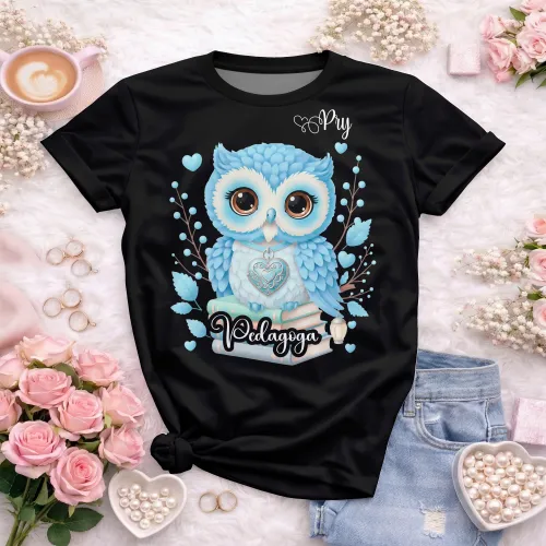 Arte pronta para camisa de pedagogia coruja e livros formato CDR CorelDraw com varias cores